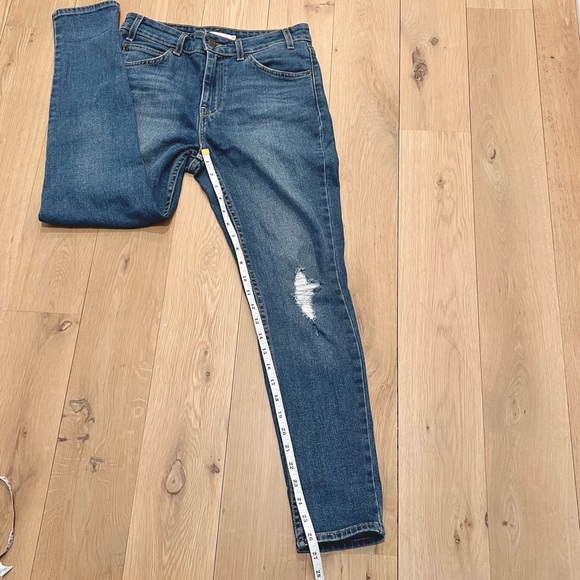 Levi's 721 Vintage High Rise Skinny Ankle Distressed Denim Jeans Blue Size 27 - Picture 15 of 16